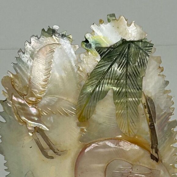 NWT Handcarved Tourist Mother Of Pearl Flamingo Deco Shell Art Multicolor Signed - Picture 14 of 14